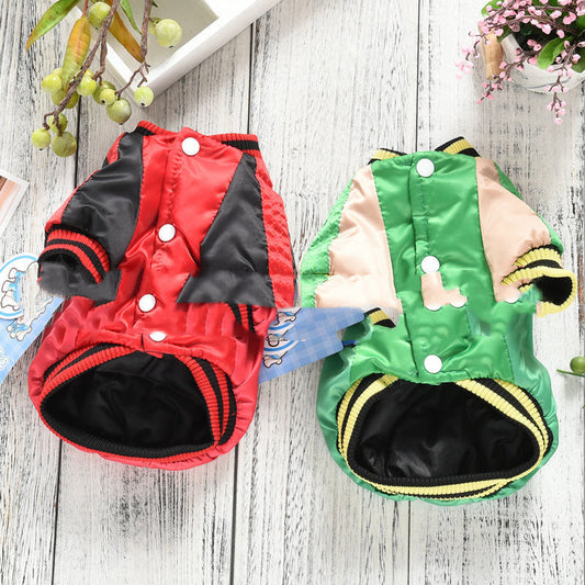 KFX-5934397 Yokosuka Samurai Satin Fabric Pet Coat – Red & Green, Sizes S to 2XL