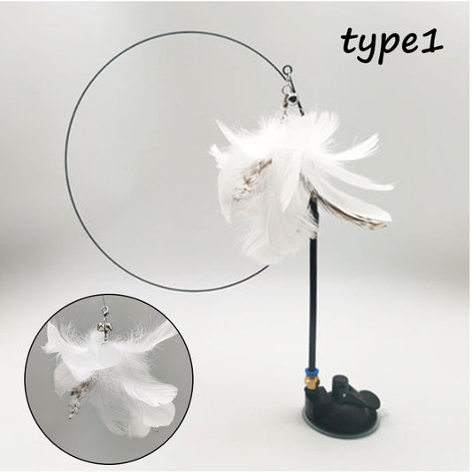 KFX-5942589 Detachable Cat Play Stick with Feathers and Suction Cup Base