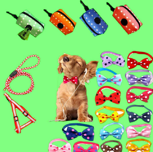 KFX-5947325 Adorable Polka Dot Bow Ties for Pets in Various Colors and Sizes