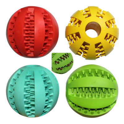 KFX-5948349 Bite-Resistant Rubber Dog Food Ball Toy - Mint Flavor Watermelon Design for Chewing and Play