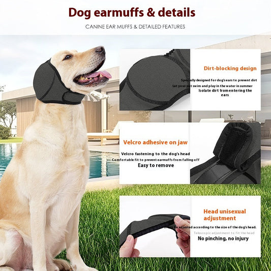 KFX-5952061 Waterproof Dog Head Cover with Earmuffs for Summer Swimming and Protection, Available in Gray and Rose Red