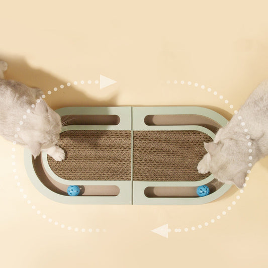KFX-5959229 Folding Cat Scratching Plate with Ball - Corrugated Paper, Green, Japanese Style