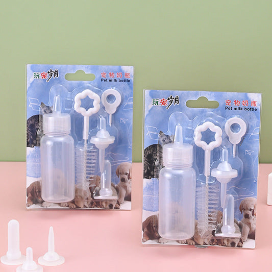 KFX-5966653 60 Ml Pet Milk Bottle for Dogs and Cats - Feeding Bottle Set with Nipple and Brush