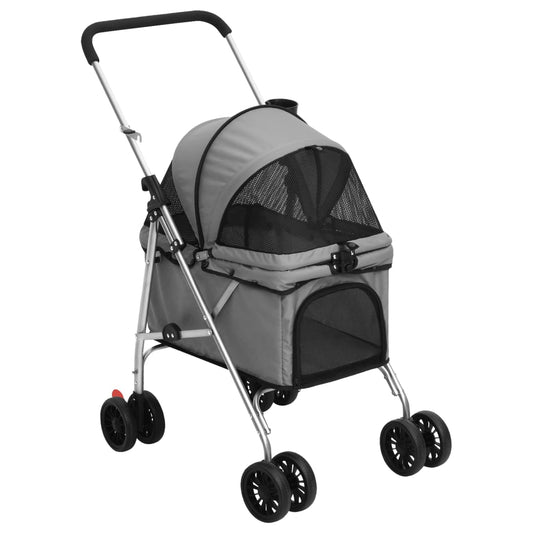 KFX-5970237 Foldable Pet Stroller with Sunshade - Portable 300D Oxford Fabric, 76x50x100 cm, Up to 15 kg Capacity