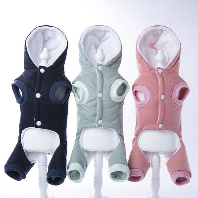 KFX-5994173 Velvet Cotton Jacket for Pets - Casual Four-Legged Coat in Pink, Light Green, and Navy Blue