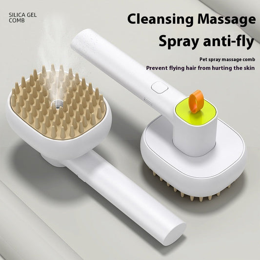 KFX-6008893 Electric Pet Comb with Spray for Cats and Dogs, Soft Tooth Design, ABS Construction, 17.7x7.2x8.7cm