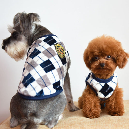 KFX-6011069 Diamond Check Flannel Print Dog Vest in Fleece, Multiple Sizes Available