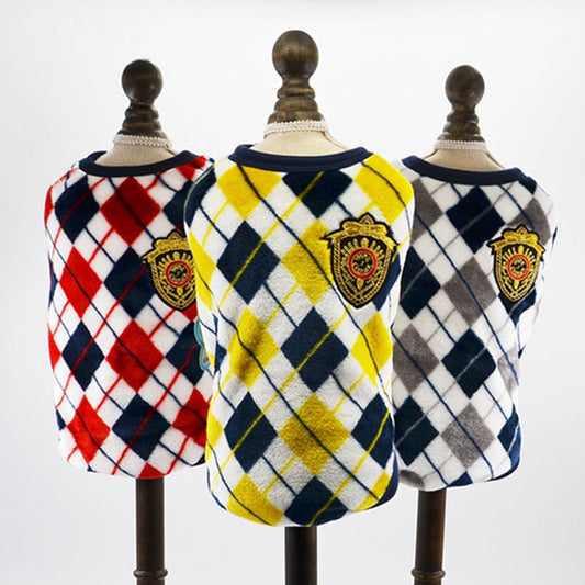 KFX-6011069 Diamond Check Flannel Print Dog Vest in Fleece, Multiple Sizes Available