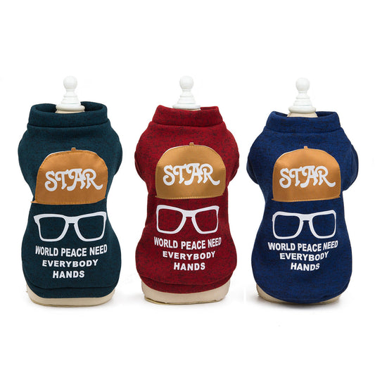KFX-6017213 Casual Knit Sweatshirt for Pets in Green, Wine Red, and Blue - Various Sizes Available