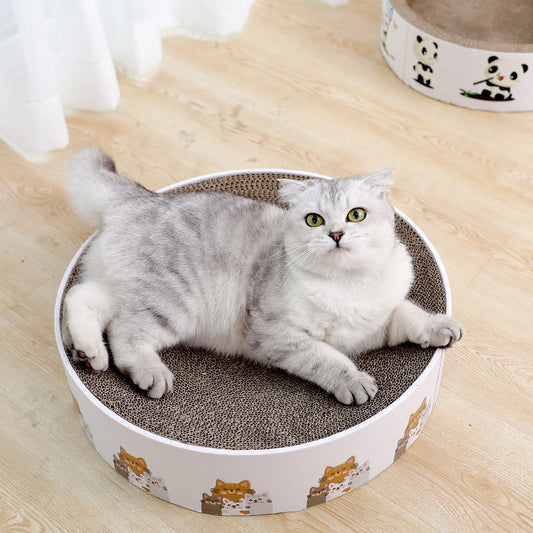 KFX-6024765 Disc Cat Scratching Board - White Panda, Corrugated Paper, 38.5x38.5x11cm