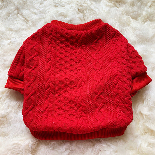 KFX-6030909 Thick Wool Solid Color Casual Pullover Sweater in Red and Grey