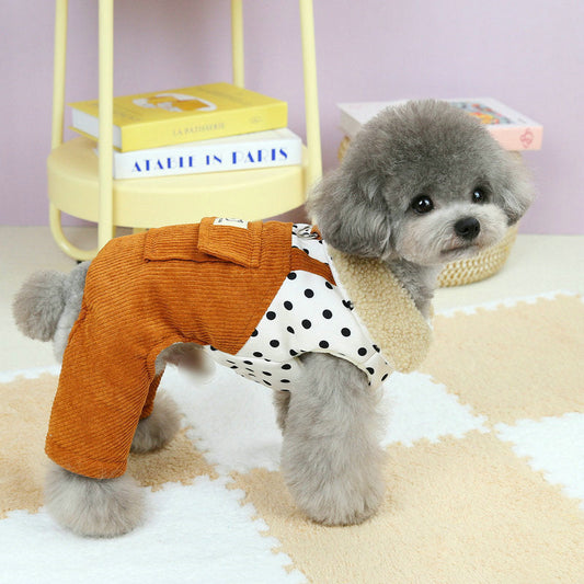 KFX-6031933 Cotton-Padded Autumn and Winter Pet Clothing in Dark Green and Brown, Various Sizes Available