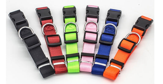KFX-6032317 Soft Nylon Pet Collar for Dogs and Cats - Adjustable Neck Size with Durable Plastic Buckle and Neoprene Lining