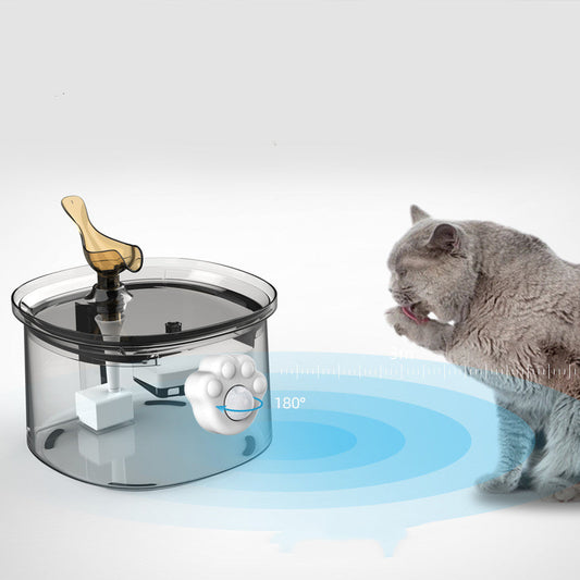 KFX-6036157 Automatic Infrared Sensor Pet Water Dispenser for Cats - White, 3m Range