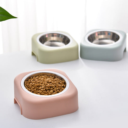 KFX-6036285 Beige Plastic Pet Drinking Bowl for Cats and Dogs - No Wet Mouth Design