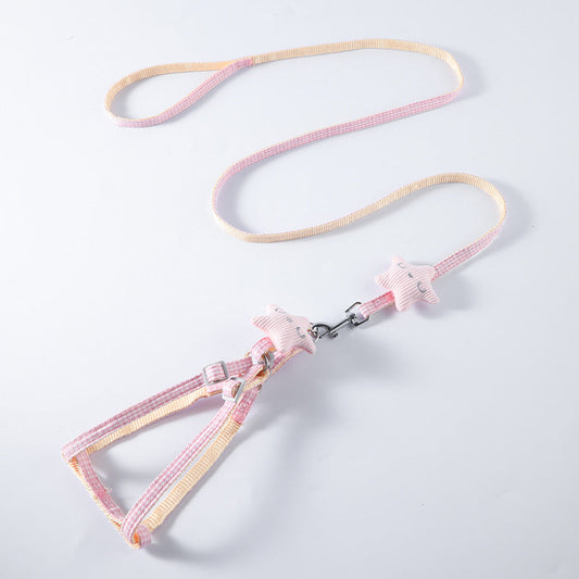 KFX-6039357 Simple Starfish Design Dog Harness and Leash Set – Durable Nylon, Available in Pink, Red, Blue, Khaki