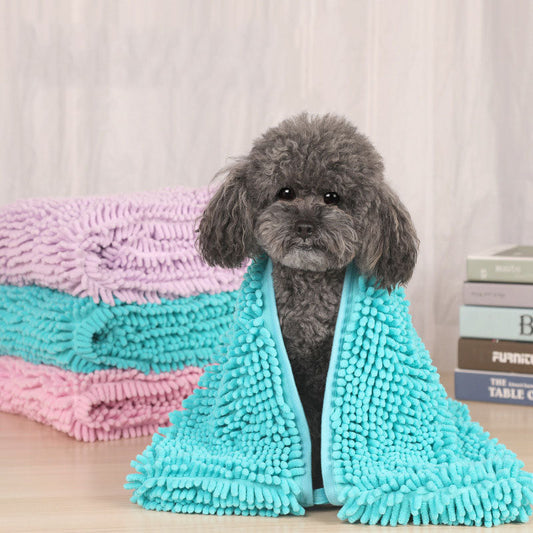 KFX-6051261 Chenille Pet Absorbent Towel - Available in Purple, Pink, and Blue in Multiple Sizes