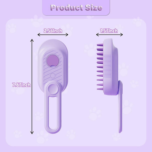 KFX-6054845 3-in-1 Cat Steam Brush with Foldable Handle for Shedding, Cleaning, and Massage – Suitable for Cats and Dogs