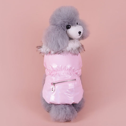 KFX-6055997 Warm Pet Down Jacket for Autumn and Winter – Available in Blue, Red, and Pink, Multiple Sizes
