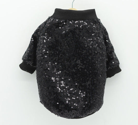 KFX-6056125 Sequin Patchwork Jacket for Pets - Summer Two-Legged Coat, Polyester Material