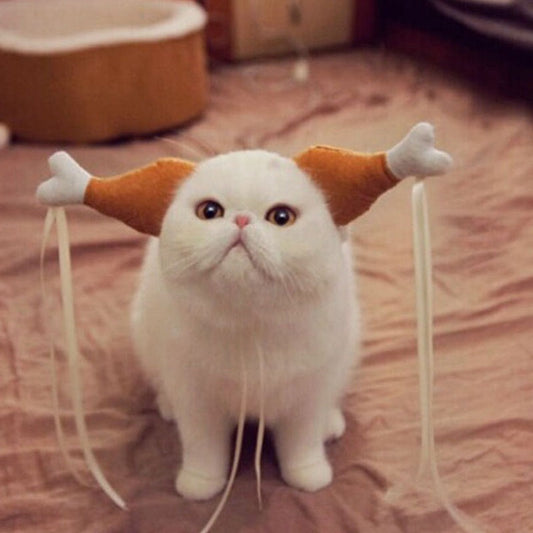 KFX-6056381 Funny Chicken Leg Pet Headband for Dogs and Cats - Felt Cloth Headdress for Birthdays and New Year's