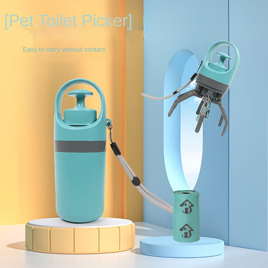 KFX-6057021 Blue Plastic Dog Pooper Scooper with Garbage Bag for Easy Cleanup