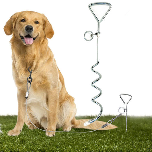 KFX-6081853 Durable Spiral Dog Tie-Out Stake for Secure Outdoor Tethering, Easy Installation, Rust Resistant
