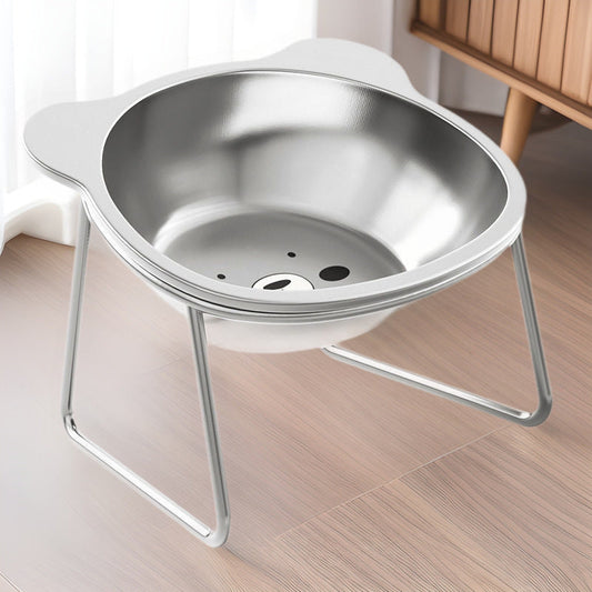 KFX-6084541 Stainless Steel Elevated Cat Bowl with Neck Support for Comfortable Eating