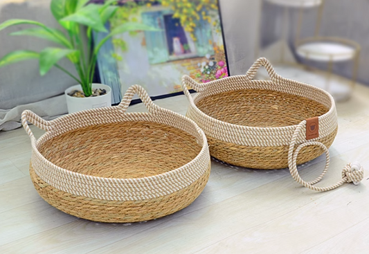 KFX-6094141 Rattan Cat Nest with Cotton Cushion - Various Sizes for Cats and Dogs