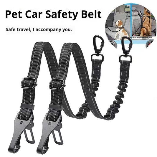KFX-6105405 Pet Safety Rope Car Safety Buckle - Nylon Strap in Red, Blue, and Black