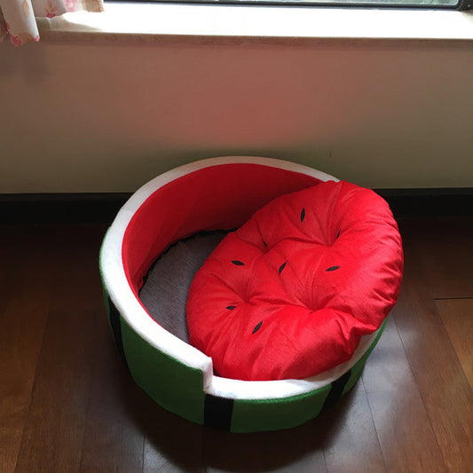 KFX-6111421 Watermelon-Shaped Pet Bed for Small Dogs - Comfortable Cloth Kennel with Outer Diameter 40cm