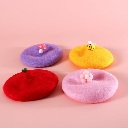 KFX-6121917 Princess Style Pet Wool Cartoon Hats for Winter - Multiple Colors Available
