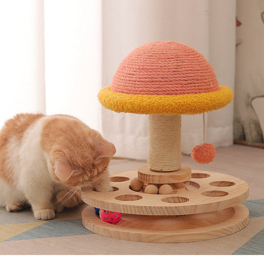 KFX-6123709 Solid Wood Cat Climbing Frame with Sisal Scratching Pillars - Available in Small and Large