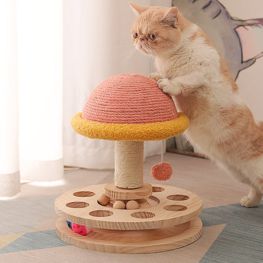 KFX-6123709 Solid Wood Cat Climbing Frame with Sisal Scratching Pillars - Available in Small and Large