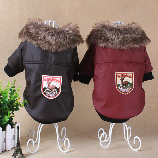 KFX-6129213 Stylish Plush Leather Coat for Pets in Various Colors and Sizes