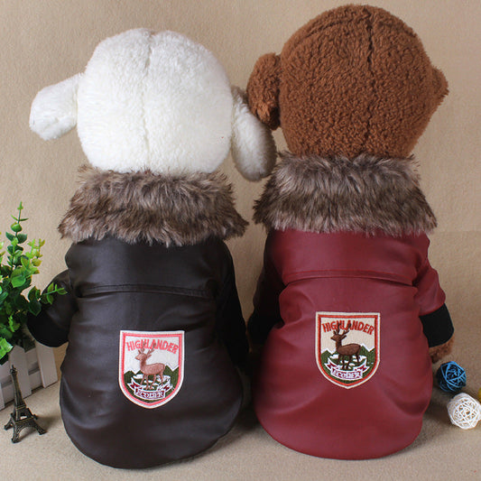 KFX-6129213 Stylish Plush Leather Coat for Pets in Various Colors and Sizes