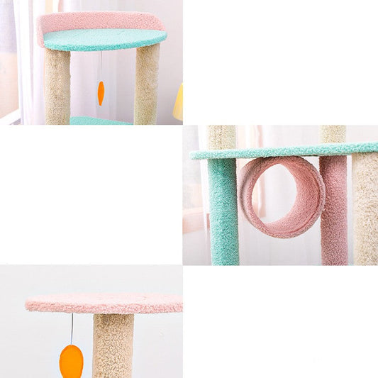 KFX-6131901 Cat Climbing Frame with Scratching Post - Soft Velvet, Multi-Sized, Durable Design for Rest and Paw Care
