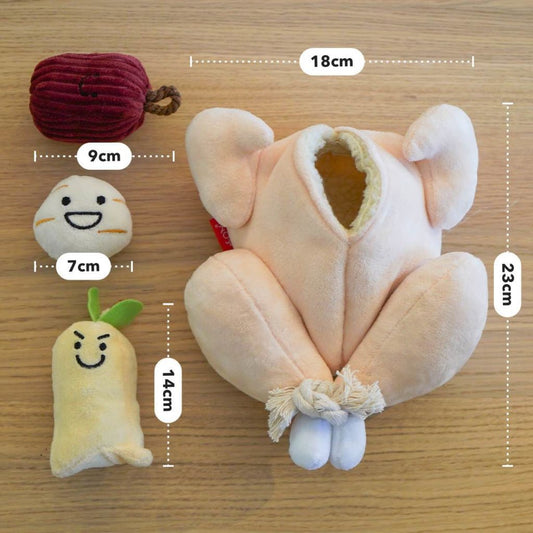 KFX-6150717 Interactive Plush Chicken Soup Toy for Dogs with Sound - Sniff and Play Pet Enrichment