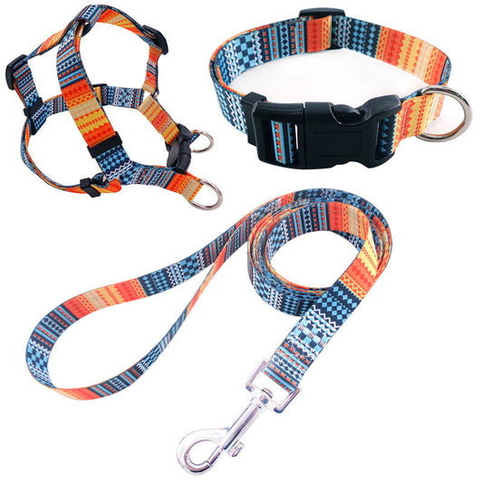 KFX-6152509 Comfortable Pet Collar and Leash Set with Adjustable Harness in Various Colors