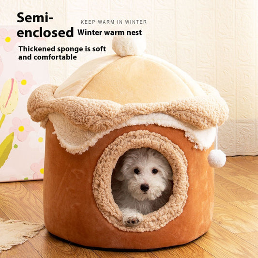 KFX-6159677 Ice Cream House Soft Plush Pet Bed in Various Colors and Sizes