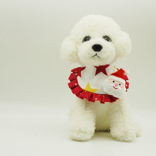 KFX-6161981 Christmas Pattern Cotton Pet Saliva Towel Bib for Dogs and Cats - Small and Large Sizes Available