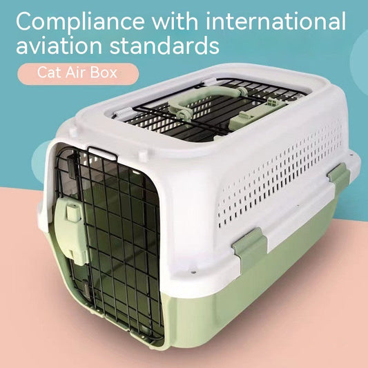 KFX-6165053 Pet Cat Air Travel Suitcase in Purple, Green, or Gray - Available in Various Sizes with Skylight Options