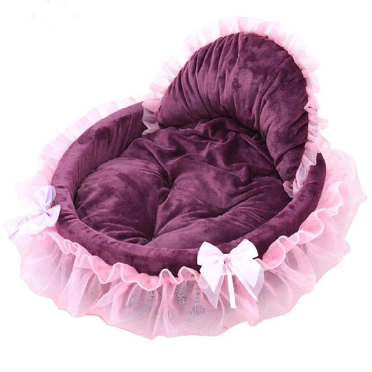 KFX-6165437 Cozy Lace Pet Nest for Cats - Small and Large Sizes Available in Pink, Purple, Green, and Gray