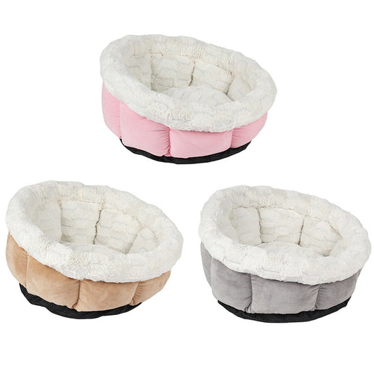 KFX-6180925 Cozy Petal Cat Mat for Cats and Dogs – Plush Suede and Brushed Plush Nest, 48x49x25cm