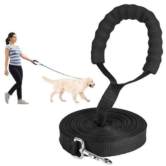 KFX-6182461 Adjustable Black Dog Leash with Extended Length for Enhanced Pet Control