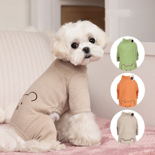 KFX-6190781 All-in-One Cotton Pajamas for Pets in Khaki, Bitter Orange, and Green - Available in Multiple Sizes