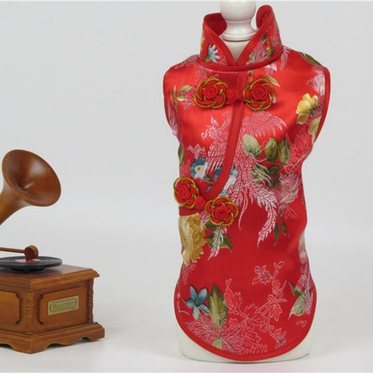 KFX-6198717 Pet Tang Suit Brocade Cheongsam for Spring, Summer, and Autumn - Available in Multiple Colors and Sizes