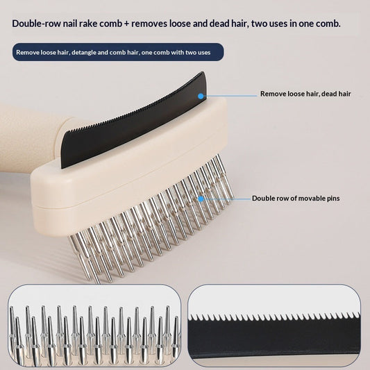 KFX-6199741 Multi-Functional Pet Grooming Brush for Dogs and Cats - Combines Detangling and Hair Removal