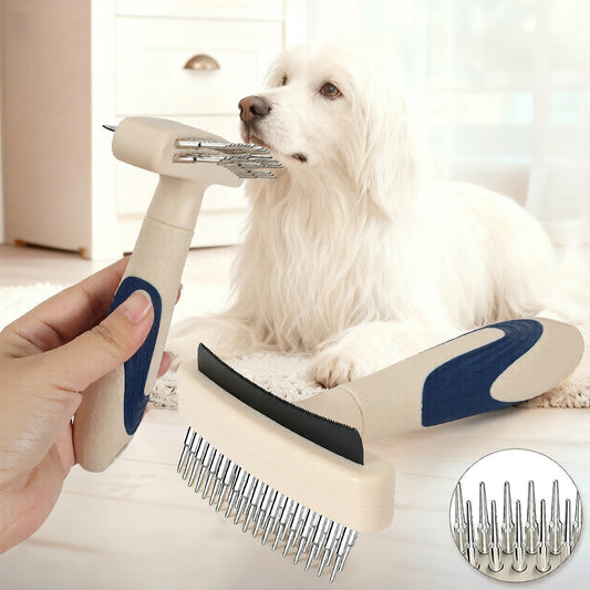 KFX-6199741 Multi-Functional Pet Grooming Brush for Dogs and Cats - Combines Detangling and Hair Removal