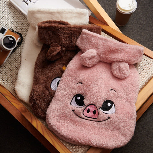 KFX-6200509 Plush Cartoon Pet Clothes for Autumn and Winter - Thick Legs, Available in Multiple Sizes